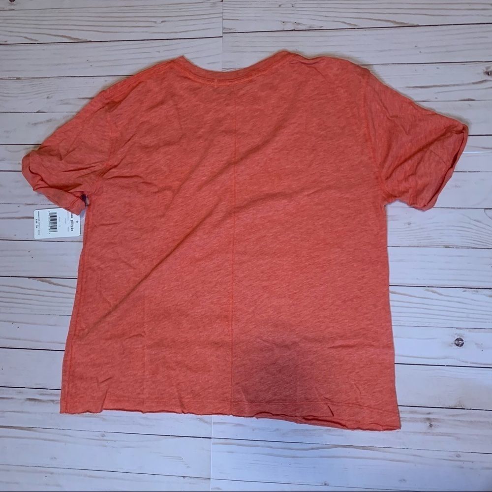 NWT Free People Coral/Poppy Short Sleeve Tee - Picture 6 of 8